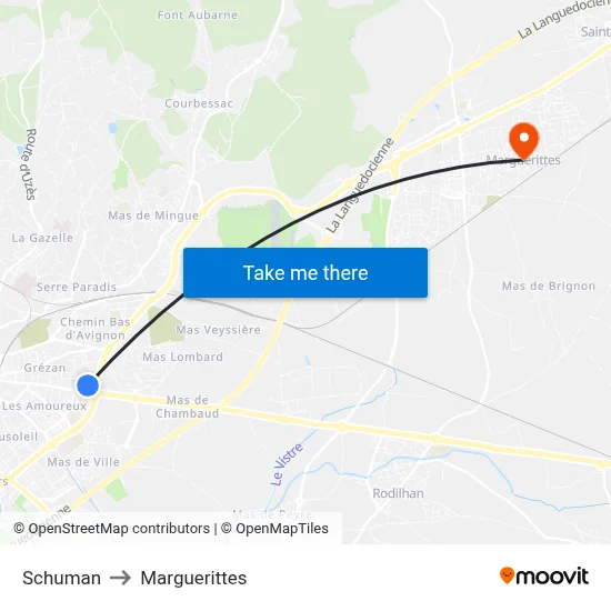 Schuman to Marguerittes map