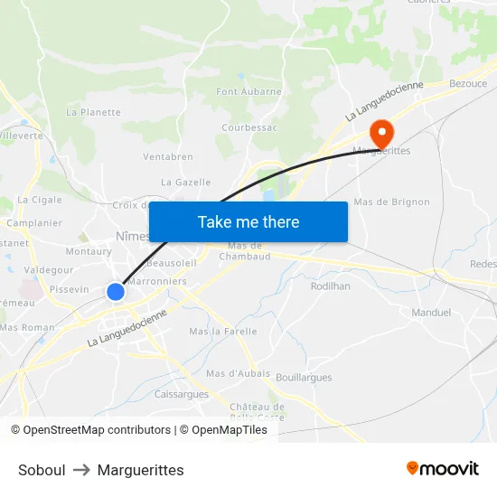 Soboul to Marguerittes map