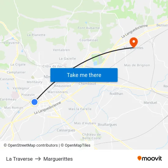 La Traverse to Marguerittes map