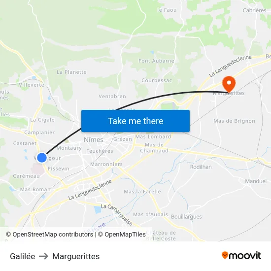 Galilée to Marguerittes map