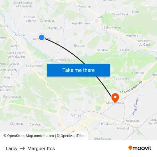 Larcy to Marguerittes map