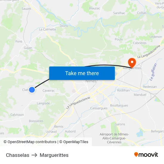 Chasselas to Marguerittes map