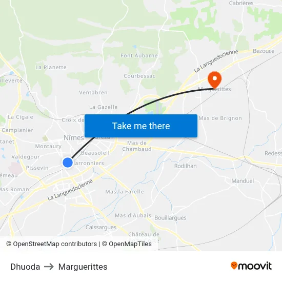 Dhuoda to Marguerittes map