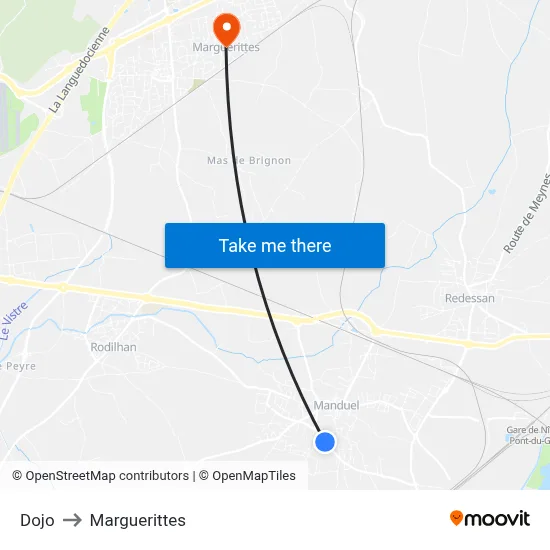 Dojo to Marguerittes map