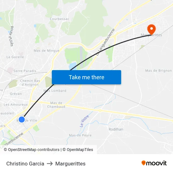 Christino Garcia to Marguerittes map