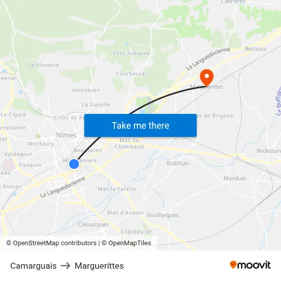 Camarguais to Marguerittes map