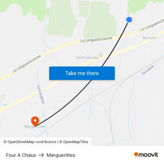Four A Chaux to Marguerittes map