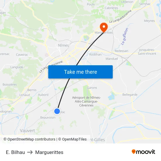 E. Bilhau to Marguerittes map