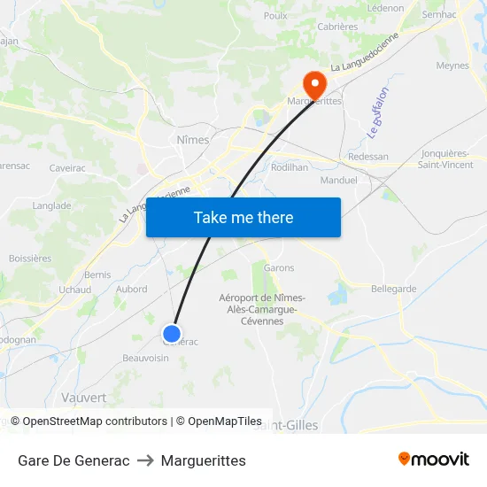 Gare De Generac to Marguerittes map