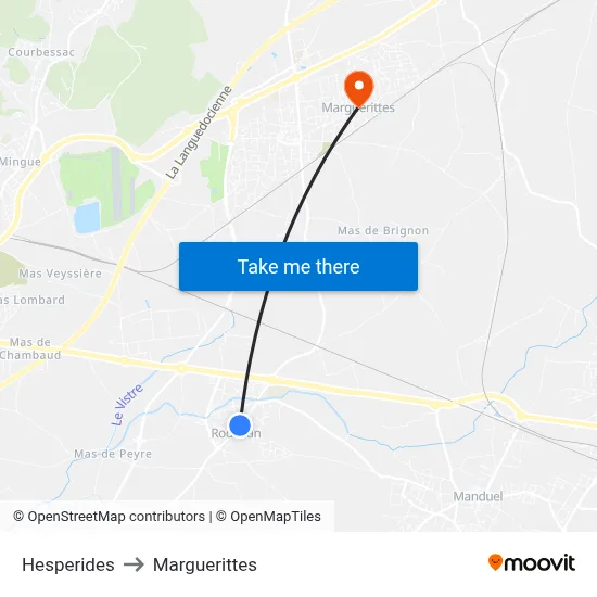 Hesperides to Marguerittes map