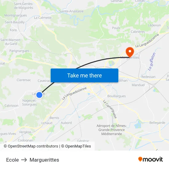 Ecole to Marguerittes map