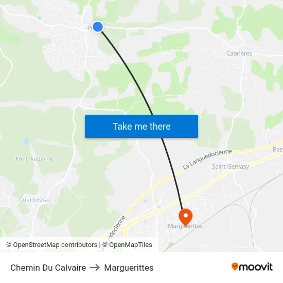 Chemin Du Calvaire to Marguerittes map