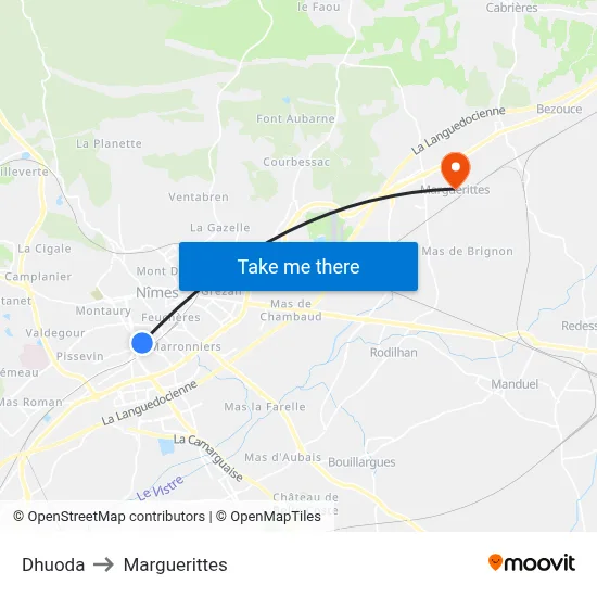 Dhuoda to Marguerittes map