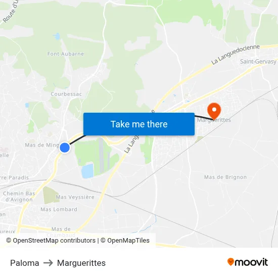 Paloma to Marguerittes map
