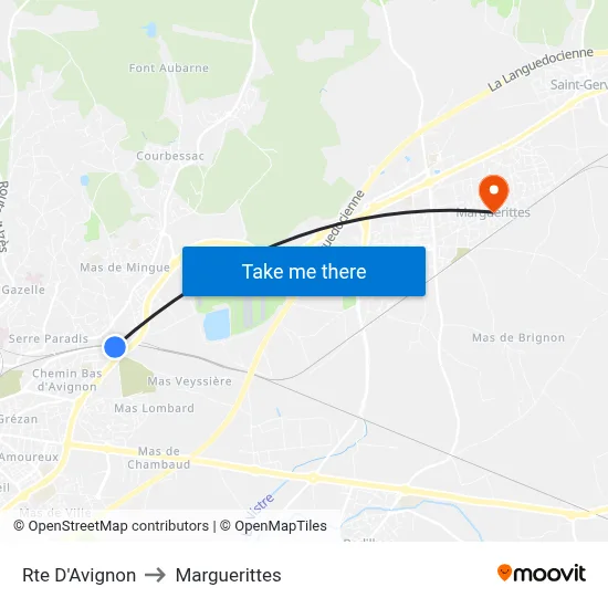 Rte D'Avignon to Marguerittes map