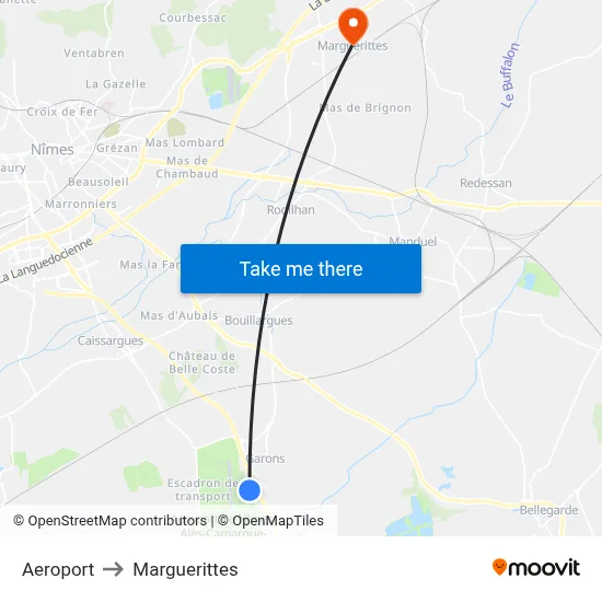 Aeroport to Marguerittes map