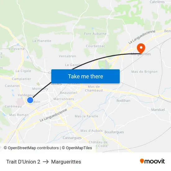 Trait D'Union 2 to Marguerittes map