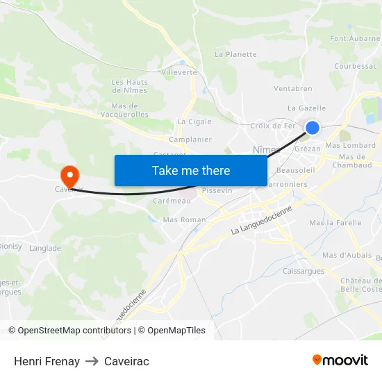 Henri Frenay to Caveirac map