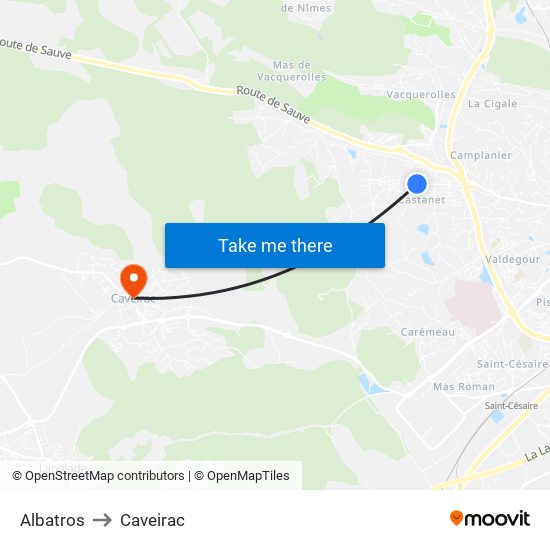Albatros to Caveirac map