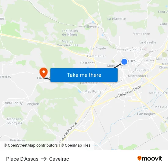 Place D'Assas to Caveirac map