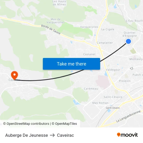 Auberge De Jeunesse to Caveirac map