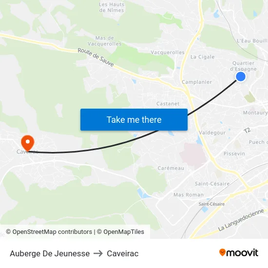 Auberge De Jeunesse to Caveirac map