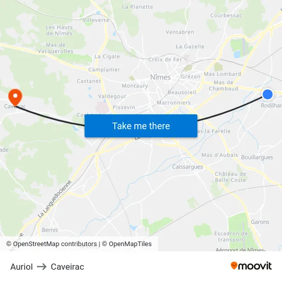 Auriol to Caveirac map