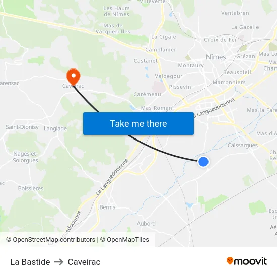 La Bastide to Caveirac map