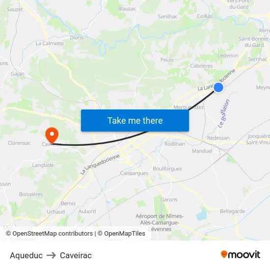 Aqueduc to Caveirac map