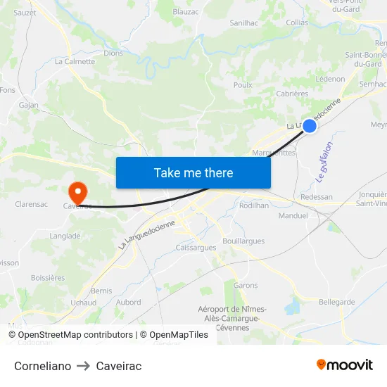 Corneliano to Caveirac map