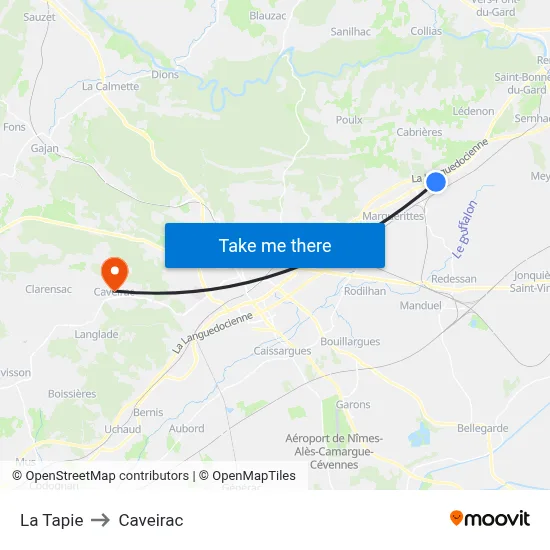 La Tapie to Caveirac map