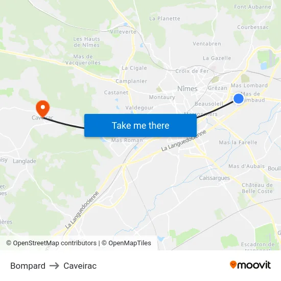 Bompard to Caveirac map