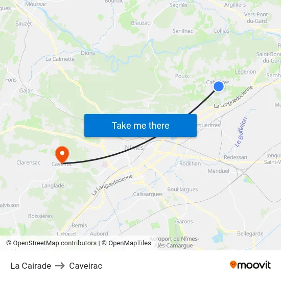 La Cairade to Caveirac map