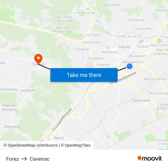 Forez to Caveirac map