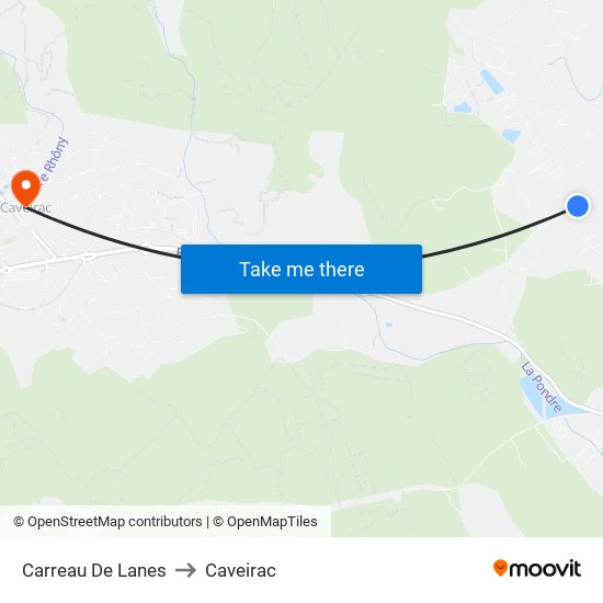 Carreau De Lanes to Caveirac map