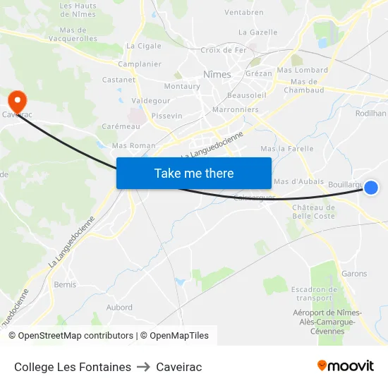 College Les Fontaines to Caveirac map