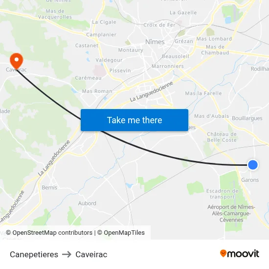 Canepetieres to Caveirac map