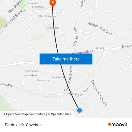 Perdrix to Caveirac map