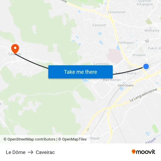 Le Dôme to Caveirac map