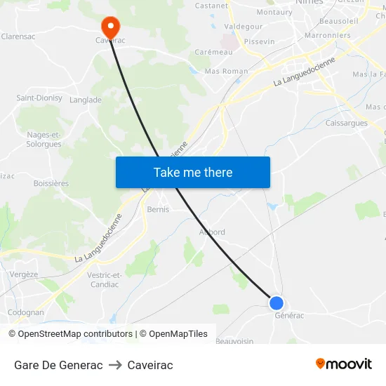 Gare De Generac to Caveirac map