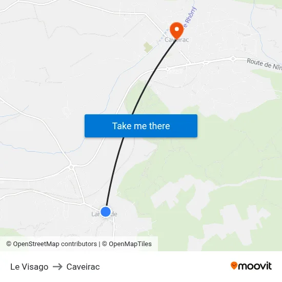Le Visago to Caveirac map