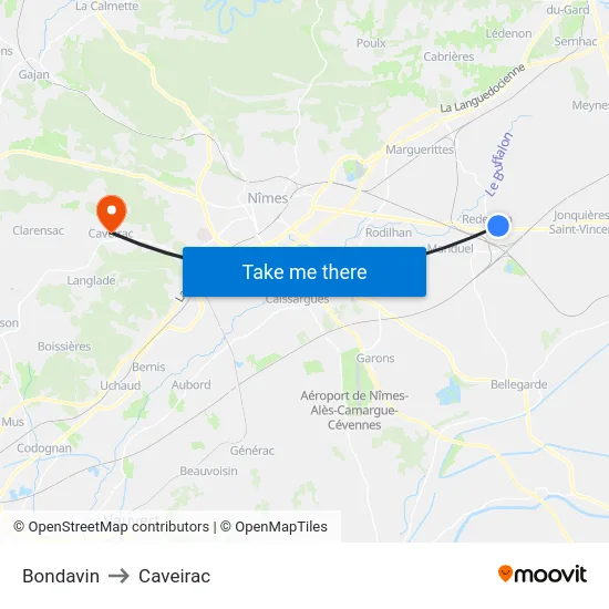 Bondavin to Caveirac map