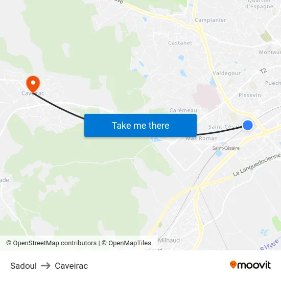 Sadoul to Caveirac map