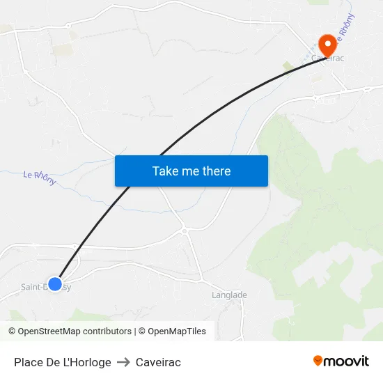 Place De L'Horloge to Caveirac map