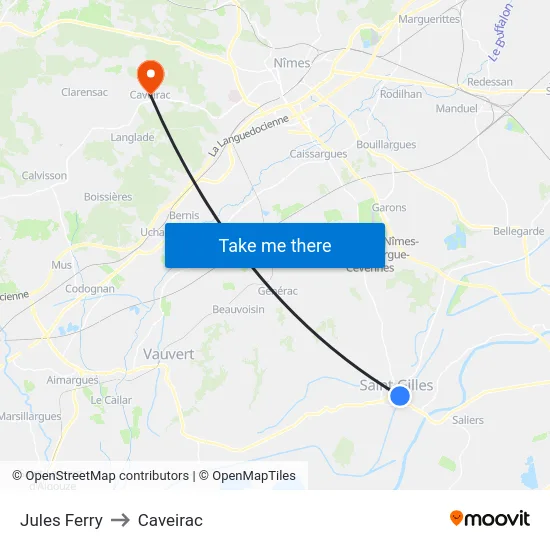 Jules Ferry to Caveirac map