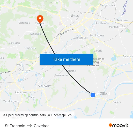 St Francois to Caveirac map
