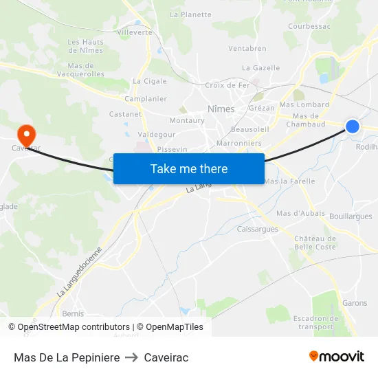 Mas De La Pepiniere to Caveirac map