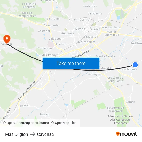 Mas D'Iglon to Caveirac map