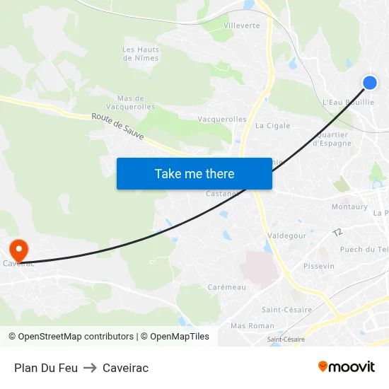 Plan Du Feu to Caveirac map