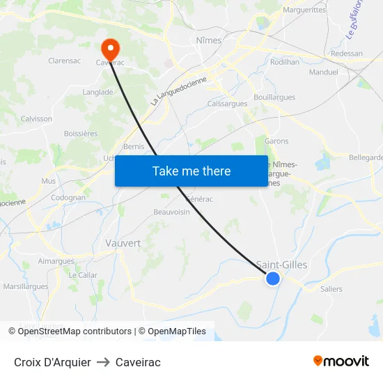Croix D'Arquier to Caveirac map
